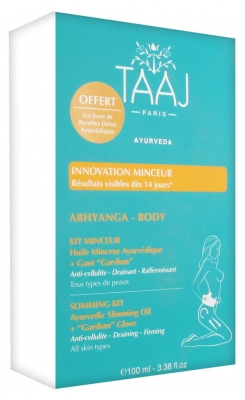 [724Ph240013621] Abhyanga Kit Minceur Huile Minceur Ayurvédique 100 ml + Gant Garshan Taaj 