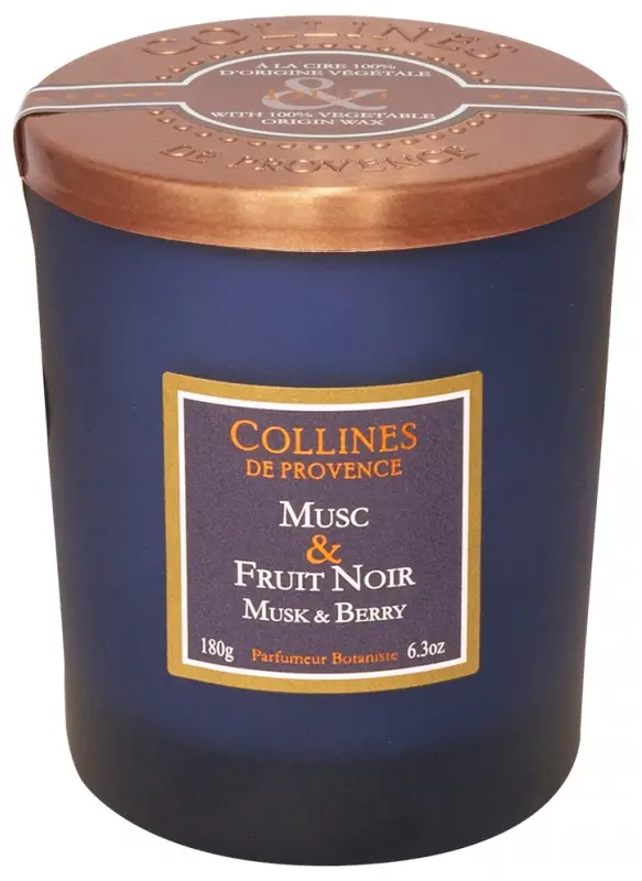 [724Ph240029851] Bougie Musc & Fruit Noir 180g Collines de Provence