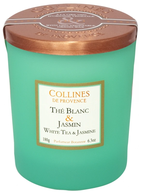 [724Ph240029856] Bougie Thé Blanc & Jasmin 180g Collines de Provence