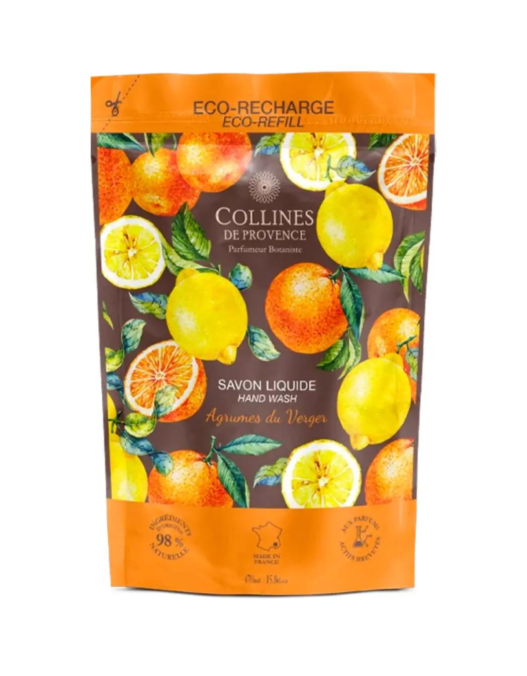[724Ph240029860] Eco-recharge Savon Liquide Agrumes du Verger 470ml Collines de Provence