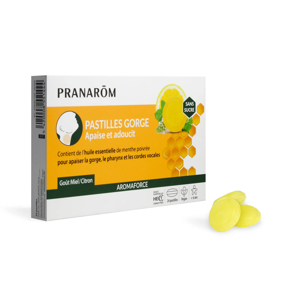 [724Ph240029927] Aromaforce Pastilles Gorge Miel sans sucre Pranarôm