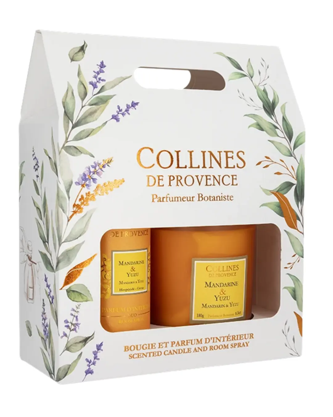 [724Ph240005510] Coffret Bougie et Parfum d'Intérieur Mandarine & Yuzu Collines de Provence