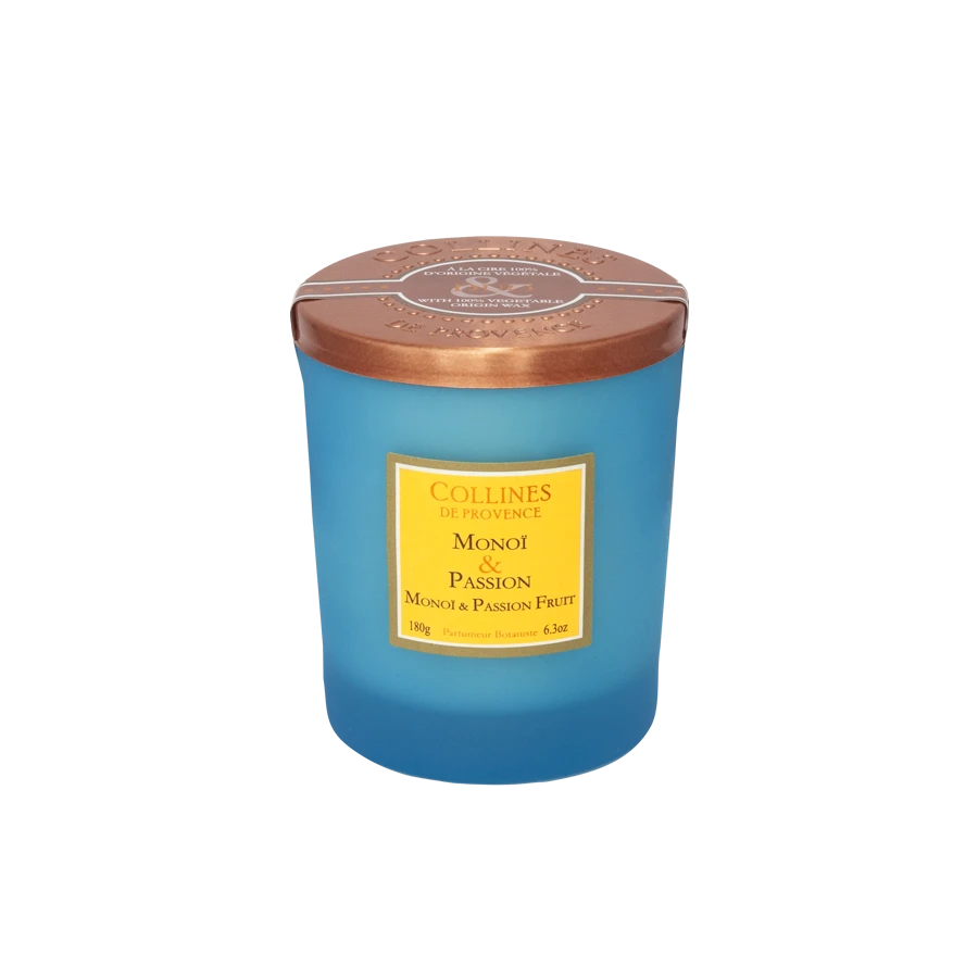 [724Ph240005754] Bougie Parfumée Monoï & Passion 180g Collines de Provence