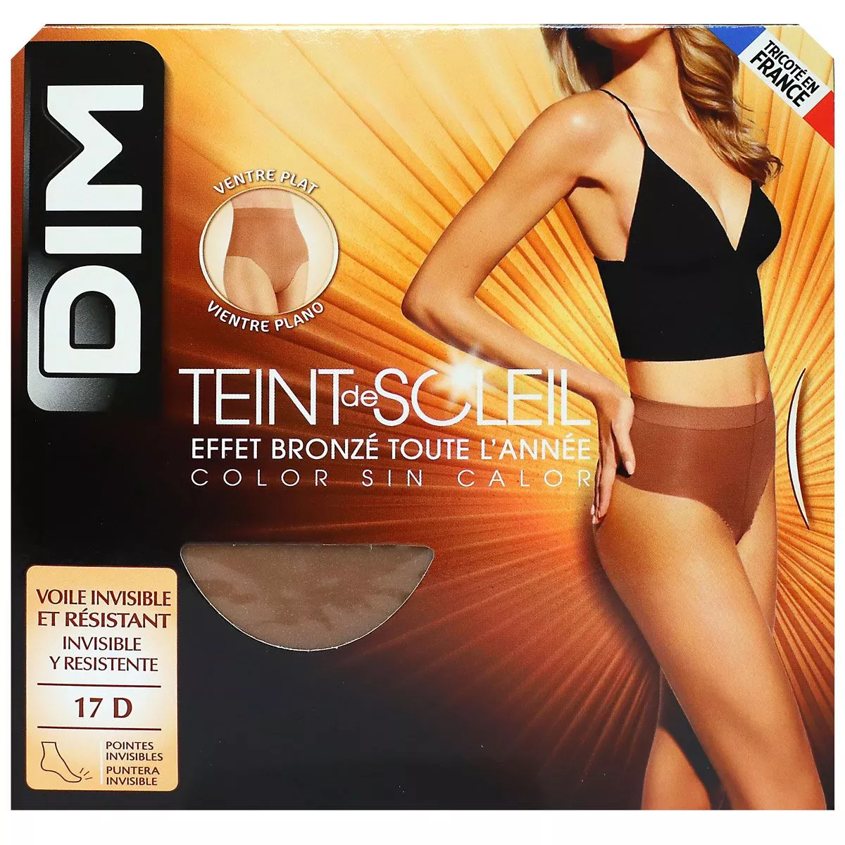 Teint de soleil collant ventre plat effet bronzé 17D taille 2 Dim