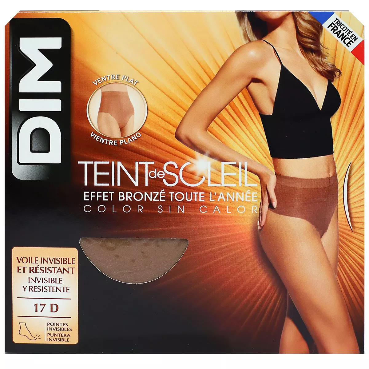 Teint de soleil collant ventre plat effet bronzé 17D taille 4 Dim